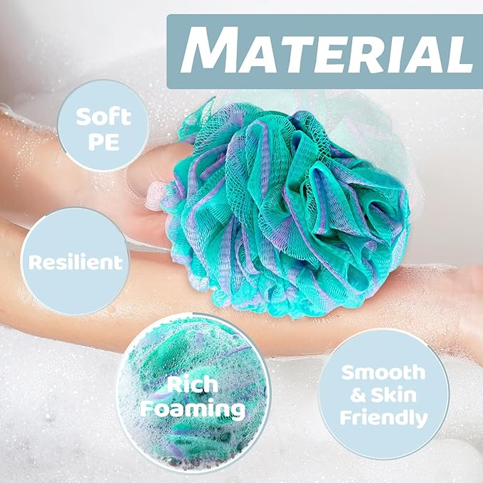 10 Pack Bath Sponges Loofahs 40g,Soft Mesh Shower Loofahs,Body Scrubber Bath Balls for Women and Men Children Washing,Beauty Bathing Accessories,Set of 5 Flower Color