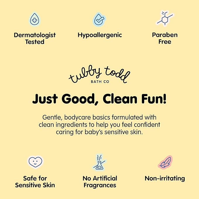 Tubby Todd's Baby Body Wash and Lotion Set - Gentle, Hypoallergenic Skincare for Newborns & Toddlers - 25oz, Lavender Rosemary