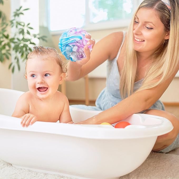 10 Pack Bath Sponges Loofahs 40g,Soft Mesh Shower Loofahs,Body Scrubber Bath Balls for Women and Men Children Washing,Beauty Bathing Accessories,Set of 5 Flower Color