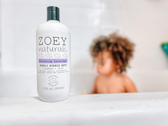 Zoey Naturals - Soothing Lavender Bubble Bath for Kids & Babies, Tear-Free Moisturizing Toddler Soap with Aloe & Avocado Oil for Calm Experience - Made in USA, 17 oz