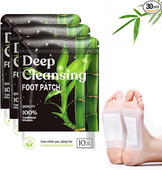 (30 Pads) Deep Cleansing Foot Pads for Better Sleep, Natural Bamboo Foot Patch | Relieve Stress, Improve Sleep and Relaxation