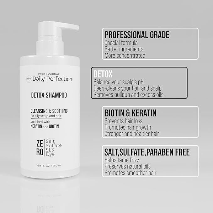 (dp) Detox Shampoo – Clarify & Remove Buildup, Oil & Impurities – Clean + Salon-Grade Formula with Biotin & Keratin