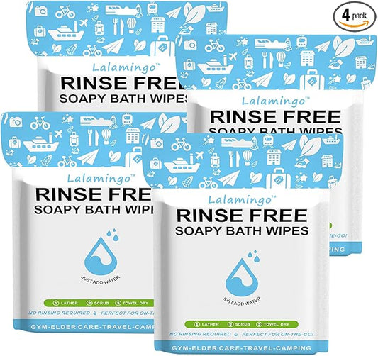 100 Pcs Body Wipes for Adults Bathing No Rinse, Bath Wipes Rinse Free Dry Shower Wipe for Adults. Soap Infused, Disposable Body Cloth for Elderly, Camping, Hiking, GYM & Travel (4 Pack)