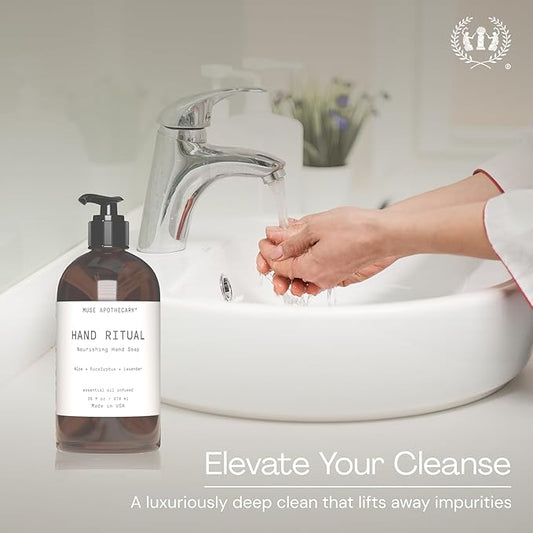 Muse Apothecary Hand Ritual - Aromatic and Nourishing Hand Soap, Infused with Natural Aromatherapy Essential Oils - USDA Certified Biobased - 16 oz, Rosemary Mint + Hemp, 3 Pack