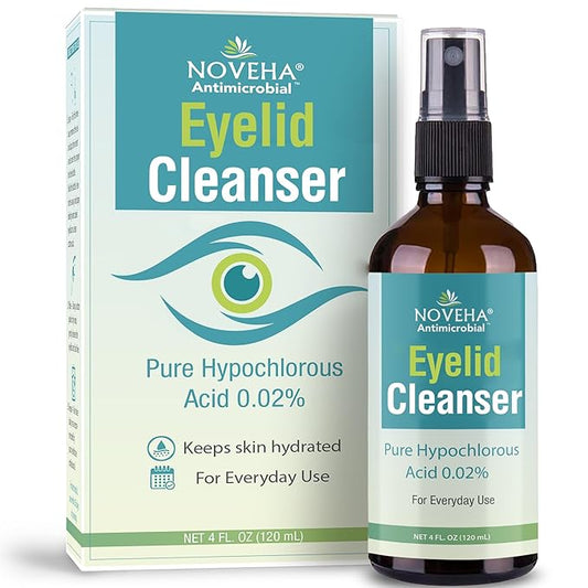 NOVEHA Eyelid Cleanser | Stye Eye Treatment | Eye Lid Cleaning | Dry Relief | Fast Acting Soothing Eyelid Cleansing Formula | Pure and Gentle Lash Hypochlorous Acid Spray (4oz - 1 Pack)
