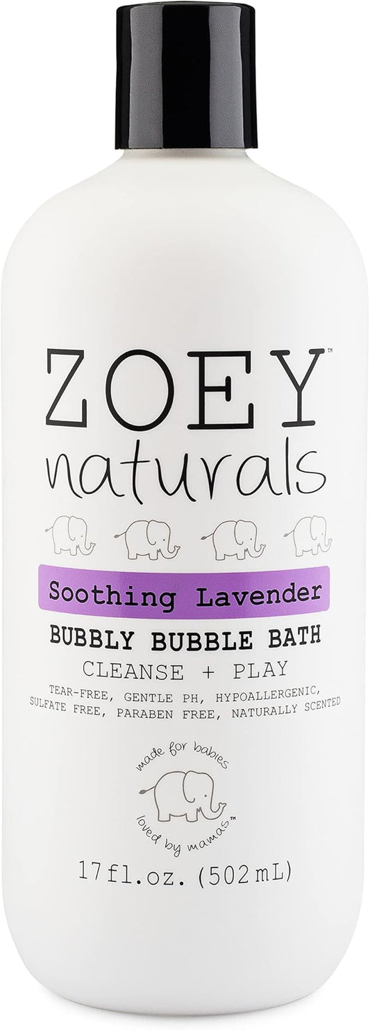 Zoey Naturals - Soothing Lavender Bubble Bath for Kids & Babies, Tear-Free Moisturizing Toddler Soap with Aloe & Avocado Oil for Calm Experience - Made in USA, 17 oz