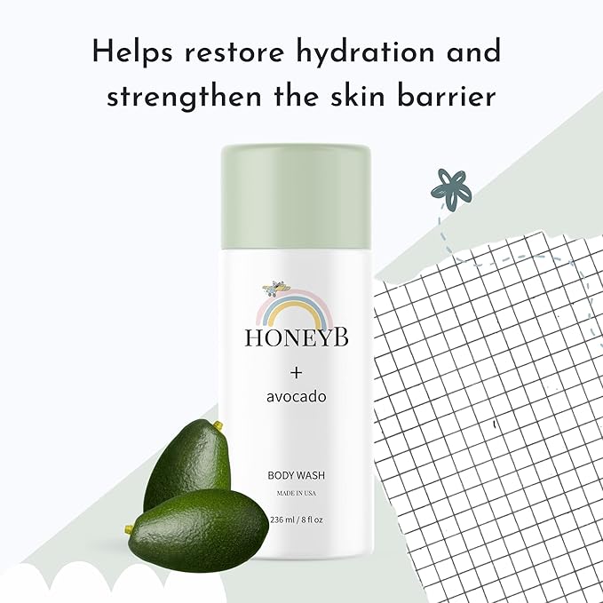 HONEYB Baby Body Wash and Shampoo with Avocado Oil Formulated with Gentle, Baby Skincare Products | All-Natural Ingredients to Deeply Moisturize Skin 8 FL 0z