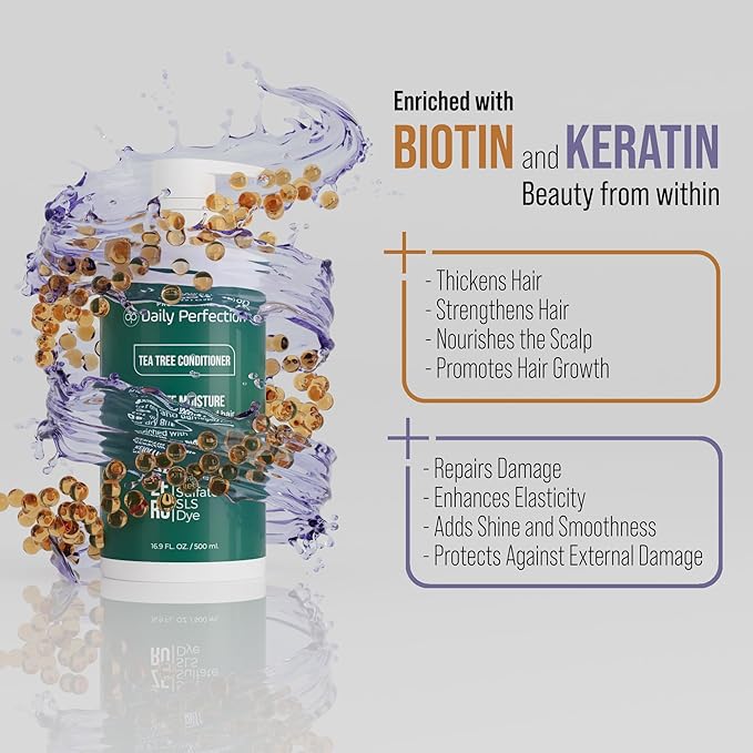 (dp) Tea Tree Conditioner – Hydrate & Soothe Dry Scalp and Hair – Clean + Salon-Grade Formula with Biotin & Keratin