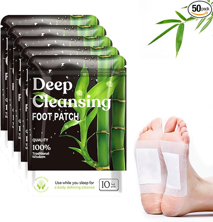 (50 Pads) Deep Cleansing Foot Pads for Better Sleep, Natural Bamboo Foot Patch | Relieve Stress, Improve Sleep and Relaxation