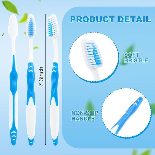 100 PCS Disposable Toothbrushes Individually Wrapped Bulk Toothbrush Pack, Medium Soft Toothbrushes for Adults, Kids, Guests, Travel, Hotel, Nursing, Donation (2 Colors)