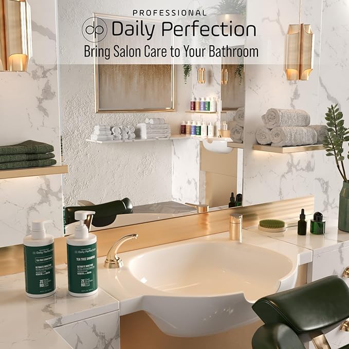 (dp) Tea Tree Shampoo & Conditioner – Hydrate & Soothe Dry Scalp and Hair – Clean + Salon-Grade Formula with Biotin & Keratin