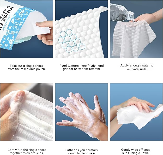 100 Pcs Body Wipes for Adults Bathing No Rinse, Bath Wipes Rinse Free Dry Shower Wipe for Adults. Soap Infused, Disposable Body Cloth for Elderly, Camping, Hiking, GYM & Travel (4 Pack)