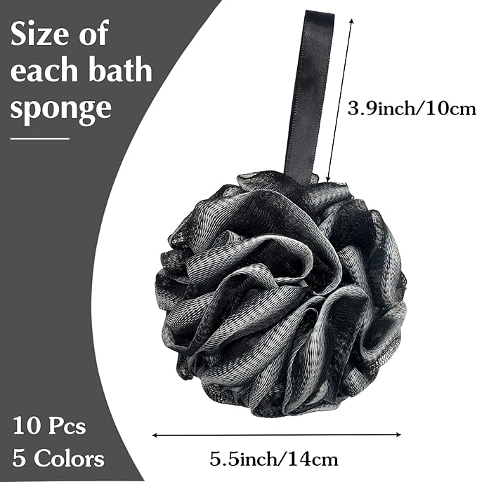 10 Pack Bath Sponge Shower Loofahs 40g,Mesh Pouf Bath Scrunchies Body Wash Puff,Body Scrubber Exfoliating Bath Sponge for Women and Men