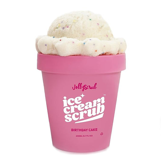 Ice Cream Scrub, Clean Exfoliating Sugar Scrub with Whipped Shea Butter Scrub & Nourishing Oils, Gentle & Moisturizing Sugar Scrub, Fights Dryness and Locks in Hydration, Cake Scent 200ml
