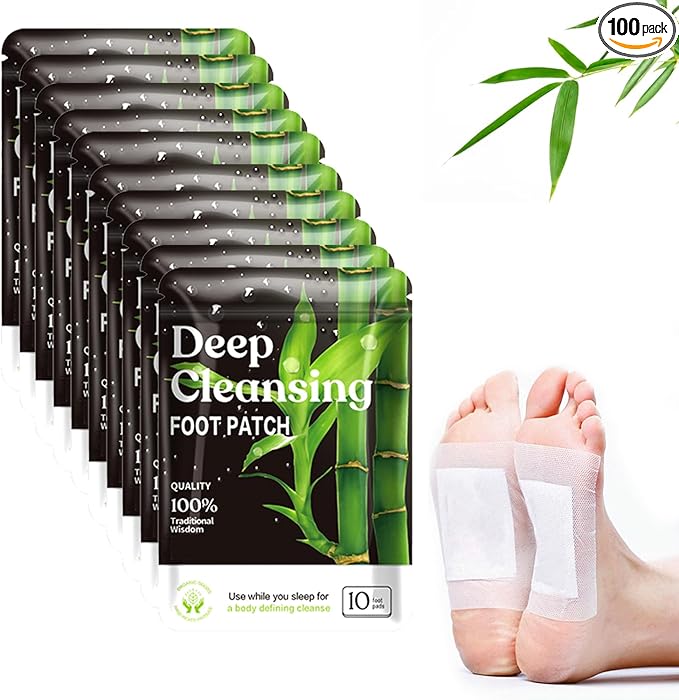 (100 Pads) Deep Cleansing Foot Pads for Better Sleep, Natural Bamboo Foot Patch | Relieve Stress, Improve Sleep and Relaxation