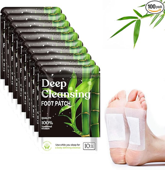 (100 Pads) Deep Cleansing Foot Pads for Better Sleep, Natural Bamboo Foot Patch | Relieve Stress, Improve Sleep and Relaxation