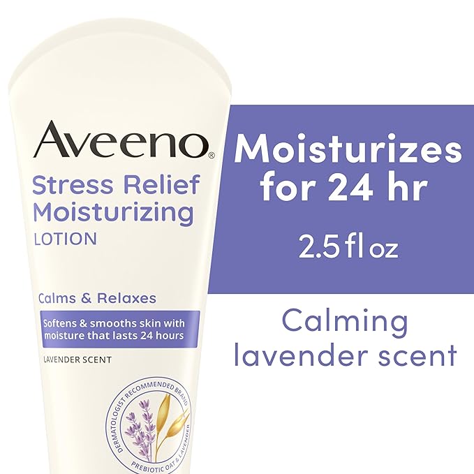 Aveeno Stress Relief Gift Set, Skincare Set for Sensitive Skin with Soothing Body Wash & Moisturizing Body Lotion, plus, Skin Relief Repairing Hand Masks for Very Dry Skin, 3 Items