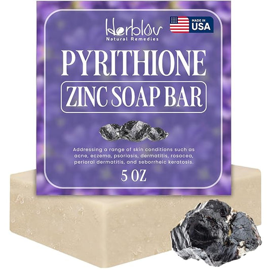 Pyrithione Zinc Soap Bar for Face & Body, 4oz | 2% ZnP Bar Soap Skin Repair Cleanser for Acne, Rosacea, Eczema, Dermatitis, Psoriasis, Itching | Cleansing, Calming Zinc Facial Wash Made in USA