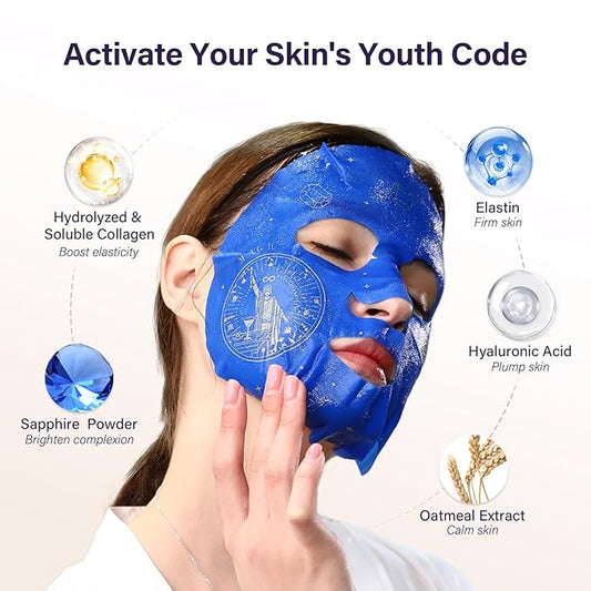 ZealSea Collagen Face Masks Skincare, Triple Collagen Mascarillas para la cara for Women, Anti-aging Facial Mask Kit for girls' weekend gift, Biodegradable Bamboo Sheet, Lifting & Nourishing Spa Set