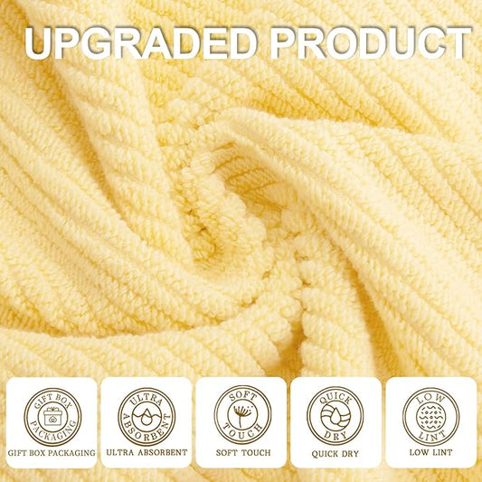 Yellow Bath Towels, Luxury Bath Towels Set of 4, Large 30"x56" - Cotton | Quick Dry | Lightweight | Thick | Soft | Absorb, Shower Towels for Hotel, Showering & Bathroom, Bath Towel Gift Set