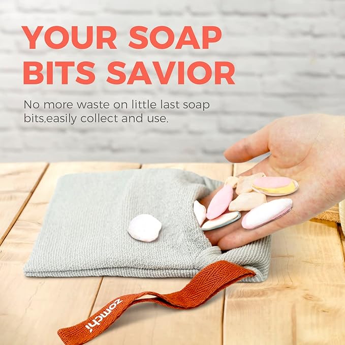 ZOMCHI 2 Pieces of Soap Bags with Gentle Roughness, Soap Savers for Bar Soap, Body Scrubbers for Use in Shower, Soap Exfoliating Bag