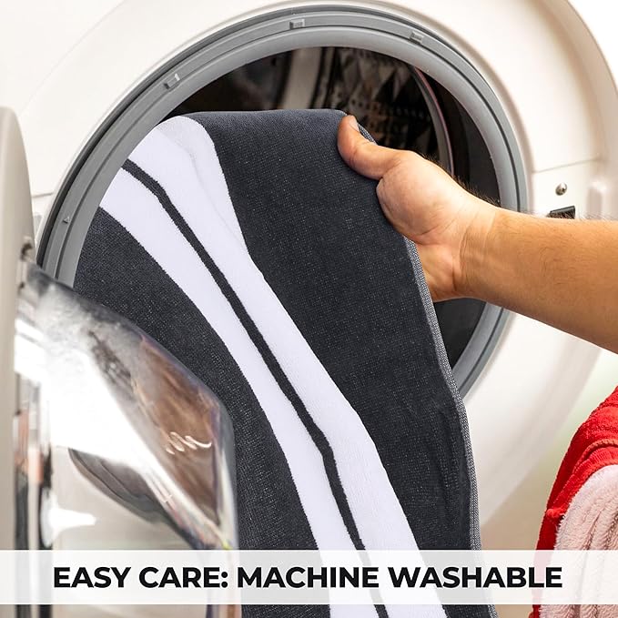 Superior Oversized Cotton Beach Towel Set of 2, Absorbent Towels For Bathroom, Beach, Pool, Swim, Adults, Kids, Vacation, Travel, Bath Sheet, Quick Dry Basics, Trip Essentials, Striped Decor, Charcoal