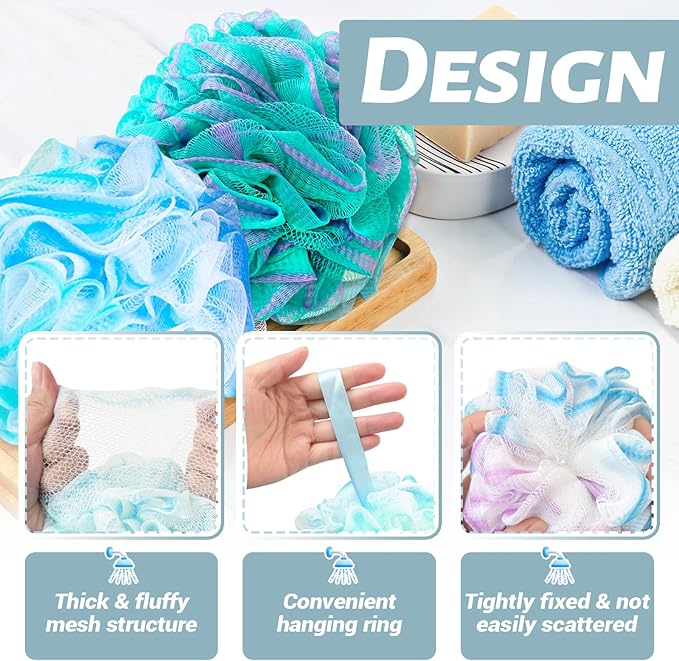10 Pack Bath Sponges Loofahs 40g,Soft Mesh Shower Loofahs,Body Scrubber Bath Balls for Women and Men Children Washing,Beauty Bathing Accessories,Set of 5 Flower Color
