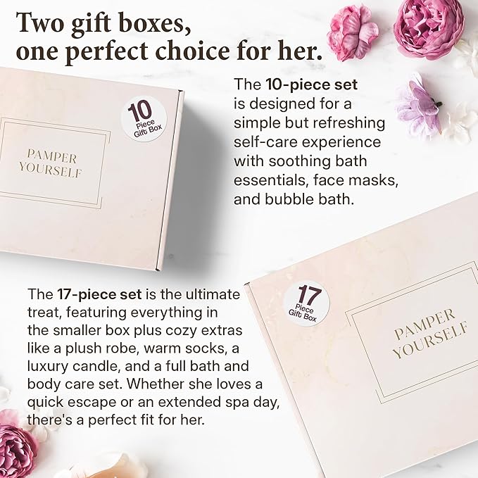 10-Piece Spa Gift Box for Women | Self-Care Set with Eye Mask, Loofa,Bath Bombs,Face Masks,Bubble Bath, Lotion, Body Wash & Bath Salt | Gift for Mom, Grandma, Wife, Bridesmaid or Loved Ones