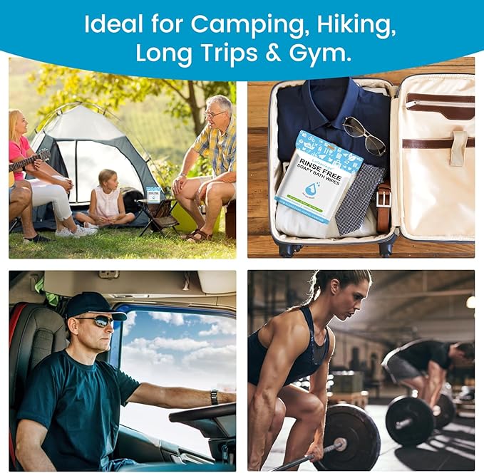 100 Pcs Body Wipes for Adults Bathing No Rinse, Bath Wipes Rinse Free Dry Shower Wipe for Adults. Soap Infused, Disposable Body Cloth for Elderly, Camping, Hiking, GYM & Travel (4 Pack)