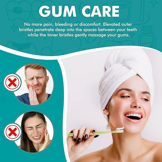 [KENT] CLASSIC Medium Head Extra Soft Toothbrush, Sensitive Teeth & Gums for Adults & Teens - (Set of 6)