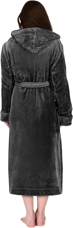 NY Threads Premium Women's Fleece Hooded Bathrobe Plush Long Spa Robe