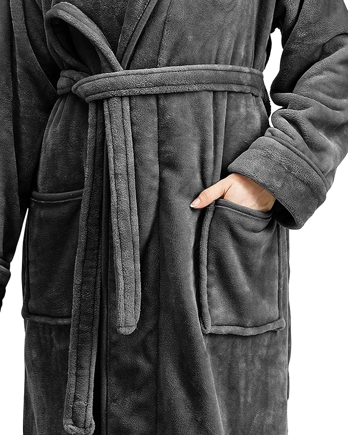 NY Threads Premium Women's Fleece Hooded Bathrobe Plush Long Spa Robe