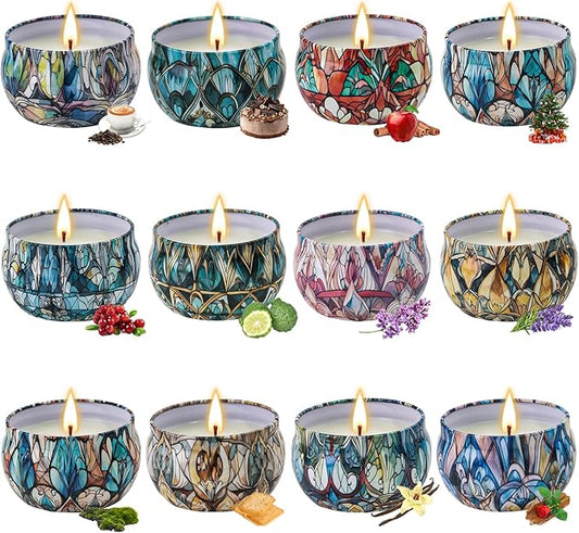 12 Pack Christmas Scented Candles Gifts Set for Women, Candles for Home Scented, 2.5 oz Soy Wax Aromatherapy Candle, Portable Travel Tin Jar Candles, Best Gifts for Women Birthday, Mother's Day