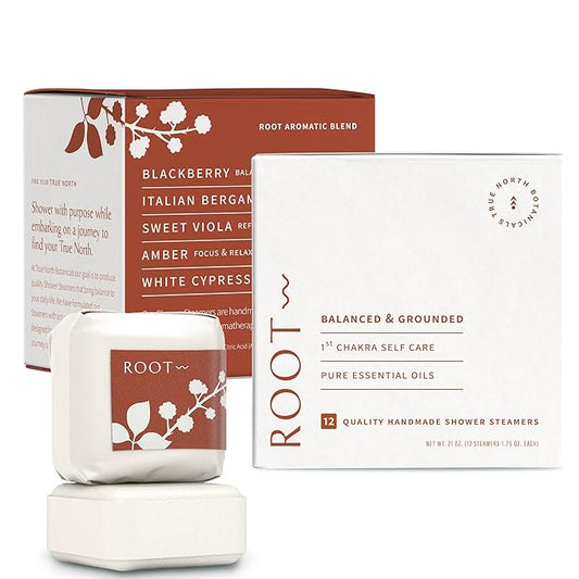 Large Shower Steamers (12 Pack-1.75oz Each) Chakra Aromatherapy Optimism & Self-Esteem-Ideal Men/Women/Teens Christmas & Birthdays (1st Chakra - Blackberry, Amber, Bergamot, Viola)