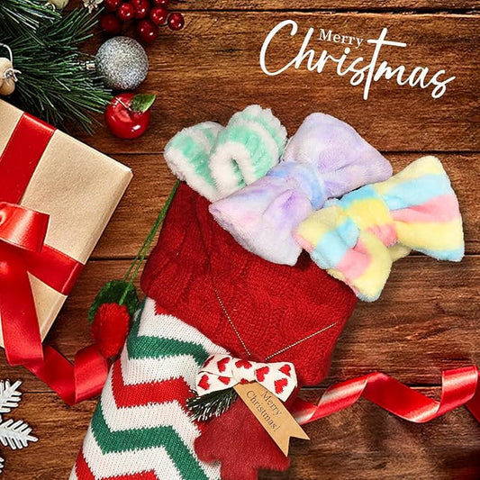 YGDZ Spa Gifts for Women, Spa Headband for Washing Face, Skincare Headband, Makeup Headband, Fluffy Bow Headbands for Skincare, Face Head Band Set for Teen Girl, Christmas Gifts (Tie Dye)