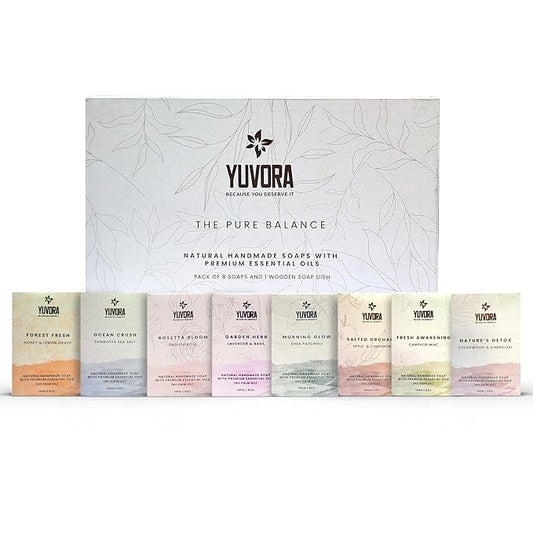 Handmade Women’s Body Soaps 5 OZ Pack of 8 – Long-Lasting Natural Bar Soap – Luxurious Aromatherapy Scents – Moisturizing Herbal Skincare – Gift Set – The Pure Balance