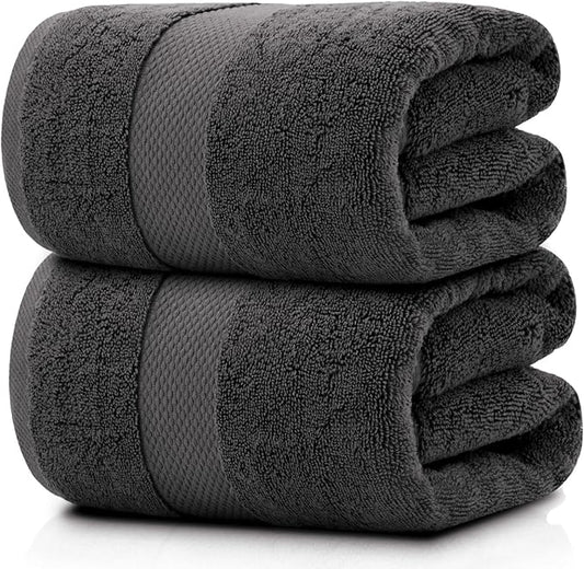 White Classic Luxury Bath Sheets Towels for Adults Extra Large | Highly Absorbent Hotel Collection | 35x70 Inch | 2 Pack (Charcoal Gray)