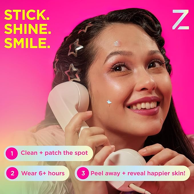 ZitSticka Pimple Patches Cute for Face, Holographic Zit Patches, Goo Getter Hydrocolloid Blemish Patches, Gifts for Teens, Teen Girl Gifts Trendy Stuff (DreamHolo Collection 72ct)