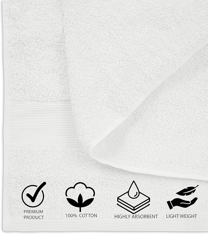 100% Cotton Luxury Bath Sheets - Pack of 2 (35" x 70") | Super Soft, Quick-Dry & Highly Absorbent Towels for Bathroom, Home, Spa & Gym (White)