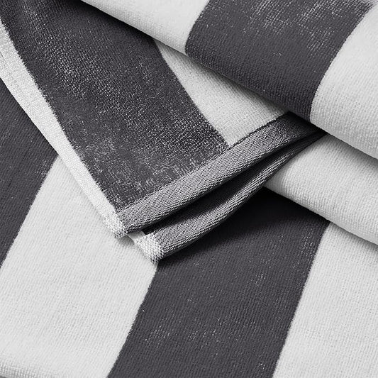 Great Bay Home 100% Cotton Velour Oversized 4 Pack Beach Towels 35" x 70" - Grey Cabana Pool Towels - Quick Dry, Large Swim Towels for Adults and Kids