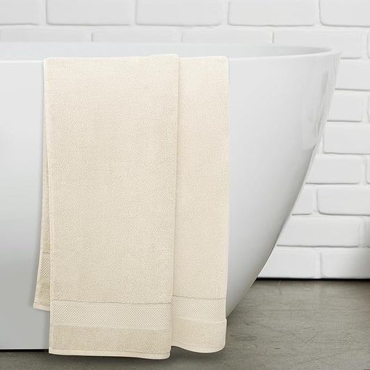 100% Organic Zero-Twist Cotton Towel - Luxury Bath Towel - Ultra Soft & Plush 700GSM Long-Staple Cotton (Papyrus)