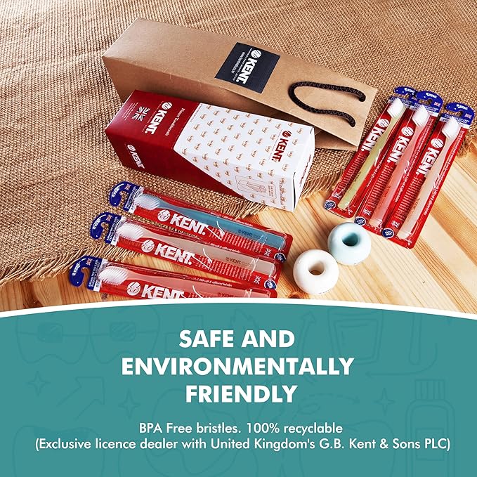 [KENT] CLASSIC Medium Head Extra Soft Toothbrush, Sensitive Teeth & Gums for Adults & Teens - (Set of 6)
